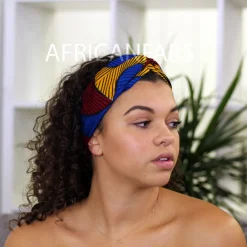 Haarband / Hoofdband in Afrikaanse print - Volwassenen - Blauwe Santana VLISCO