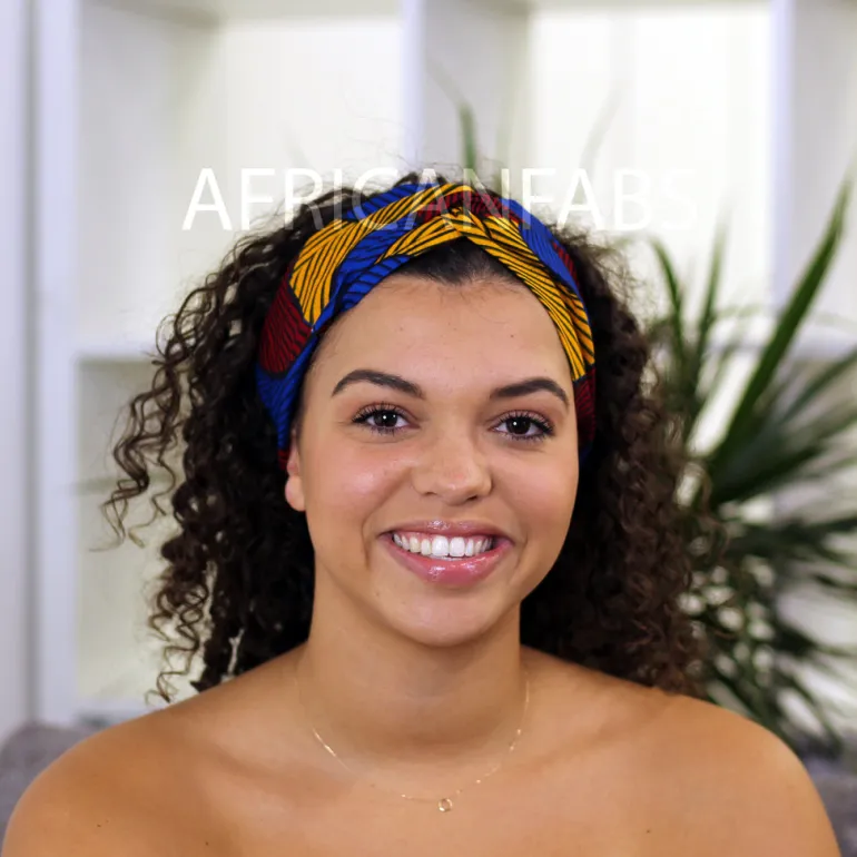 Haarband / Hoofdband in Afrikaanse print - Volwassenen - Blauwe Santana VLISCO