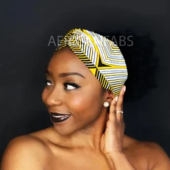 Haarband / Hoofdband in Afrikaanse print - Volwassenen - Geel / zilver paste fit