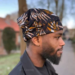 Haarband / Hoofdband in Afrikaanse print - Unisex Volwassenen - Bruine Mix Feathers