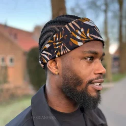 Haarband / Hoofdband in Afrikaanse print - Unisex Volwassenen - Bruine Mix Feathers