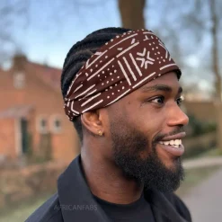 Haarband / Hoofdband in Afrikaanse print - Unisex Volwassenen - Bruine X Bogolan