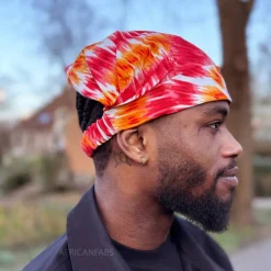 Haarband / Hoofdband in Afrikaanse print - Unisex Volwassenen - Oranje Tie Dye