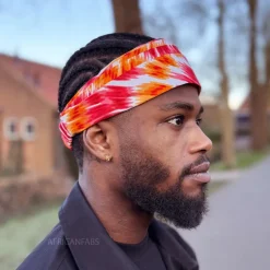 Haarband / Hoofdband in Afrikaanse print - Unisex Volwassenen - Oranje Tie Dye