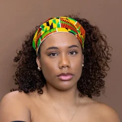 Haarband / Hoofdband in Afrikaanse print - Unisex Volwassenen - Groen / Gele kente