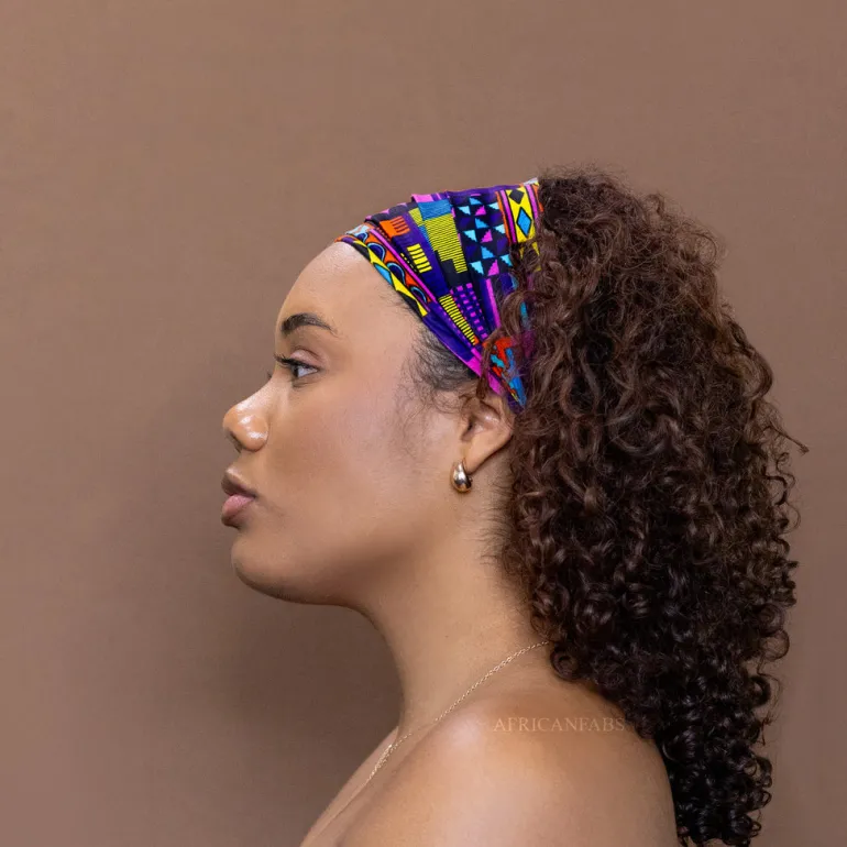 Haarband / Hoofdband in Afrikaanse print - Unisex Volwassenen - Multicolor Roze Kente