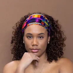Haarband / Hoofdband in Afrikaanse print - Unisex Volwassenen - Multicolor Roze Kente