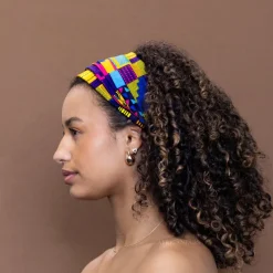 Haarband / Hoofdband in Afrikaanse print - Unisex Volwassenen - Multicolor paars kente