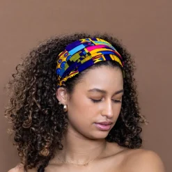 Haarband / Hoofdband in Afrikaanse print - Unisex Volwassenen - Multicolor paars kente