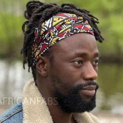 Haarband / Hoofdband in Afrikaanse print - Unisex Volwassenen - Kastanje gele bogolan