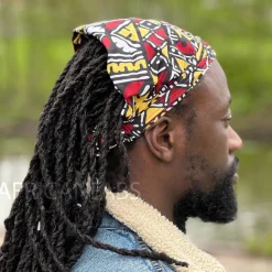 Haarband / Hoofdband in Afrikaanse print - Unisex Volwassenen - Kastanje gele bogolan