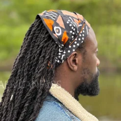 Haarband / Hoofdband in Afrikaanse print - Unisex Volwassenen - Perzik bogolan