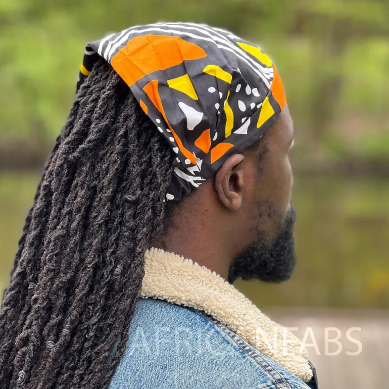 Haarband / Hoofdband in Afrikaanse print - Unisex Volwassenen - Oranje bogolan