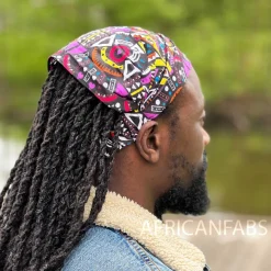 Haarband / Hoofdband in Afrikaanse print - Unisex Volwassenen - Roze multicolor