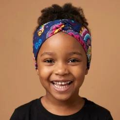 Haarband / Hoofdband voor Kinderen in Afrikaanse print - Blauw Roze Paisley