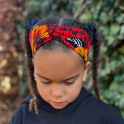Haarband / Hoofdband voor Kinderen in Afrikaanse print - Rode bloem