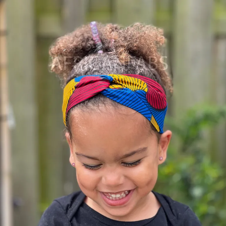 Haarband / Hoofdband voor Kinderen in Afrikaanse print - Kinderen - Blauwe Santana VLISCO