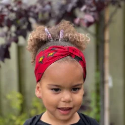 Haarband / Hoofdband voor Kinderen in Afrikaanse print - Kinderen - Rood / Gele Stars VLISCO