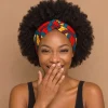 Haarband met buigbare metaaldraad - Rood Blauw Yellow African print cotton