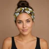 Haarband met buigbare metaaldraad - Bruin Geel African print cotton