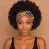 Haarband met buigbare metaaldraad - Mosterd African print cotton