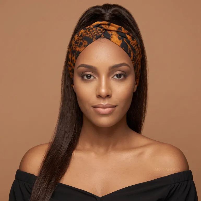 Haarband met buigbare metaaldraad - Bruin Zwart Animal Print