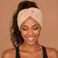 Haarband met buigbare metaaldraad - Beige Bamboo