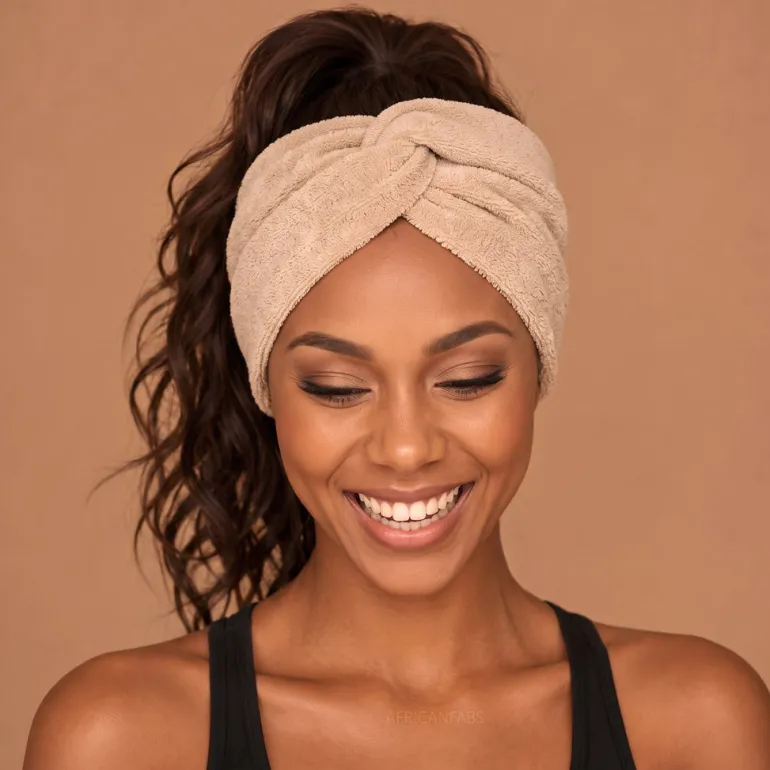 Haarband met buigbare metaaldraad - Beige Bamboo