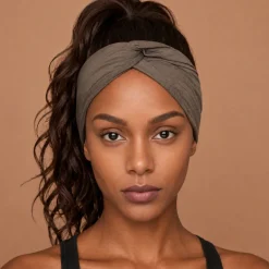 Haarband met buigbare metaaldraad - Bruin Taupe Bamboo