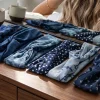 Haarband met buigbare metaaldraad - Blauw Ankor Jeanslook