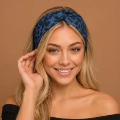 Haarband met buigbare metaaldraad - Blauw Animal Print Jeanslook