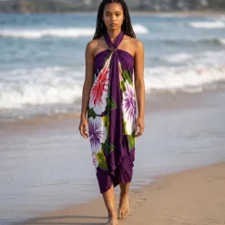Handgeschilderd Sarong / pareo - Strandkleding wikkelrok - Paars