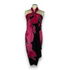 Handgeschilderd Sarong / pareo - Strandkleding wikkelrok - Zwart / rood hibiscus flower