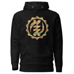 Hoodie - Unisex - Adinkra circle Multicolor kente print D024
