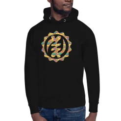 Hoodie - Unisex - Adinkra circle Multicolor kente print D024