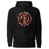 Hoodie - Unisex - Adinkra circle Red kente print D023 (Hoodie in Zwart of Wit)