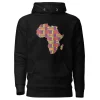 Hoodie - Unisex - Afrikaans continent in Rode Kente print D002 (Hoodie Zwart of Wit)