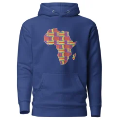 Hoodie - Unisex - Afrikaans continent in Rode Kente print D002 (Hoodie Zwart of Wit)