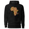 Hoodie - Unisex - Afrikaans continent in Kente print D001 (Hoodie Zwart of Wit)