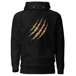 Hoodie - Unisex - Claw in Kente print D022 (Hoodie in Zwart of Wit)