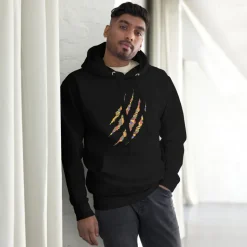 Hoodie - Unisex - Claw in Kente print D022 (Hoodie in Zwart of Wit)