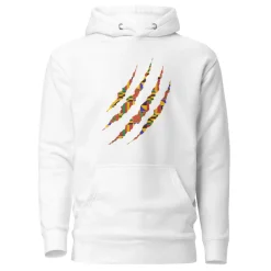 Hoodie - Unisex - Claw in Kente print D022 (Hoodie in Zwart of Wit)
