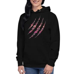 Hoodie - Unisex - Claw in Pink tribal print D019