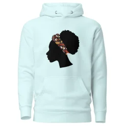 Hoodie - Unisex - Hoofd met oranje bogolan haarband D005 (Hoodie beschikbaar in meerdere kleuren)
