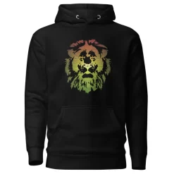 Hoodie - Unisex - Lion Head in Pan African colors D021 (Hoodie in meerdere kleuren beschikbaar)