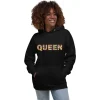 Hoodie - Unisex - QUEEN in kente print D009 (Hoodie in Zwart of Wit)