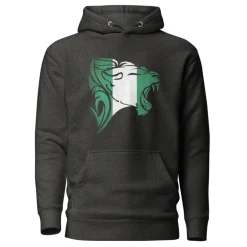 Hoodie - Unisex - Roaring Lion in Nigeriaanse vlag D026 (Hoodie in Zwart of Grijs)