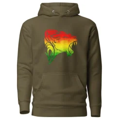 Hoodie - Unisex - Roaring Lion in Pan African colors D020