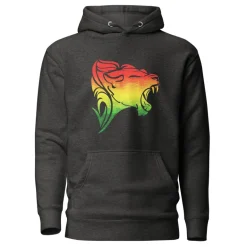 Hoodie - Unisex - Roaring Lion in Pan African colors D020