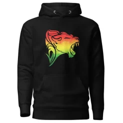 Hoodie - Unisex - Roaring Lion in Pan African colors D020